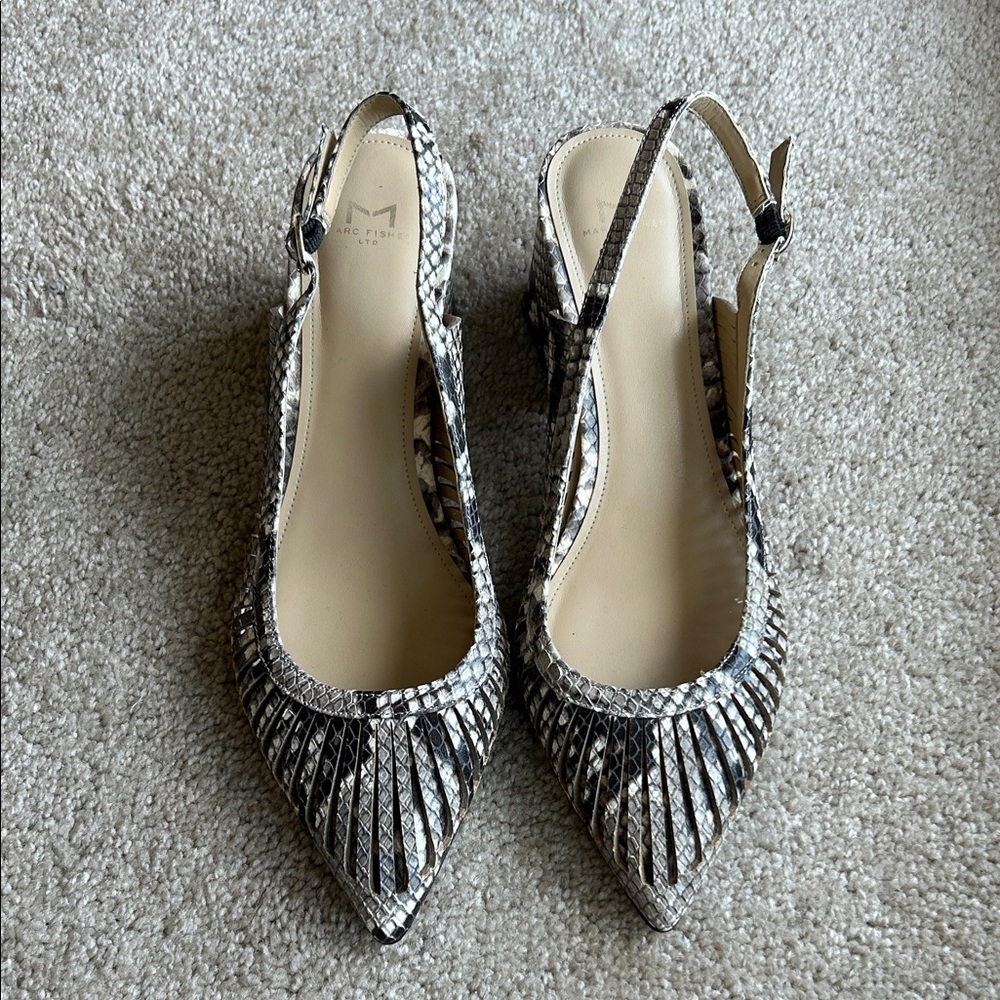 Marc Fisher Elegant Snakeskin Patterned Block Heels